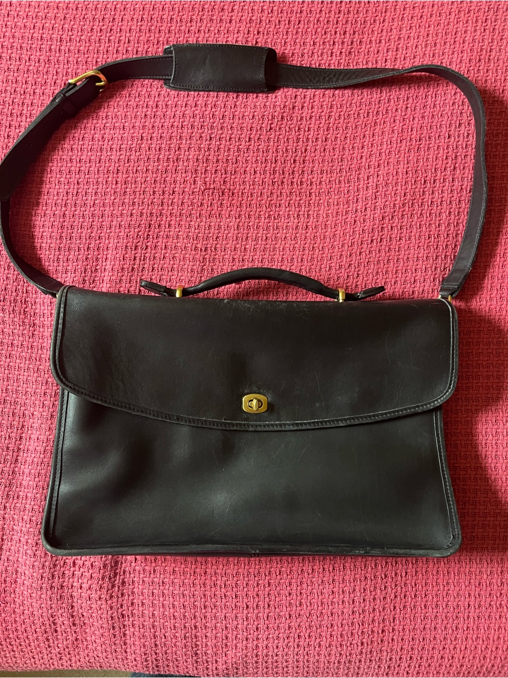 Vintage Coach Lexington 5265 Leather Turnlock Messenger Briefcase Bag Black